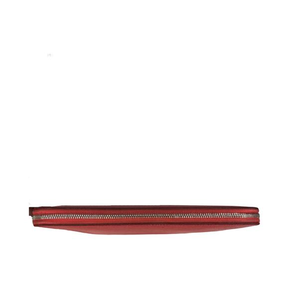 Hermès Silk-In Long Zip Wallet Red Epsom Leather Belt Strap Print Luxury Silk - Picture 13 of 16